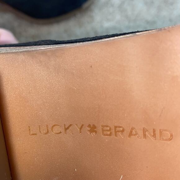 NWT Lucky Brand black nubuck Vacob open toe perforated bootie, 7.5 - Picture 13 of 14